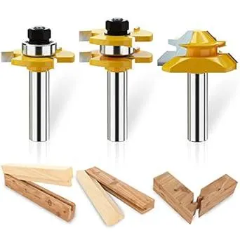 Tongue and Groove Router Bits Tool Set with 1/2" Shank, 3 Teeth T Shape Wood Milling Cutter Woodworking Tool, 45 Degree Lock Miter Router Bit, 3/4" Cutting Height Joint Router Bits