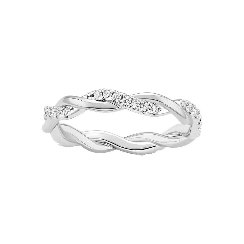 PRIMROSE Cubic Zirconia Twisted Band Ring