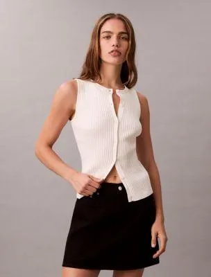 Smooth Cotton Rib Sweater Tank