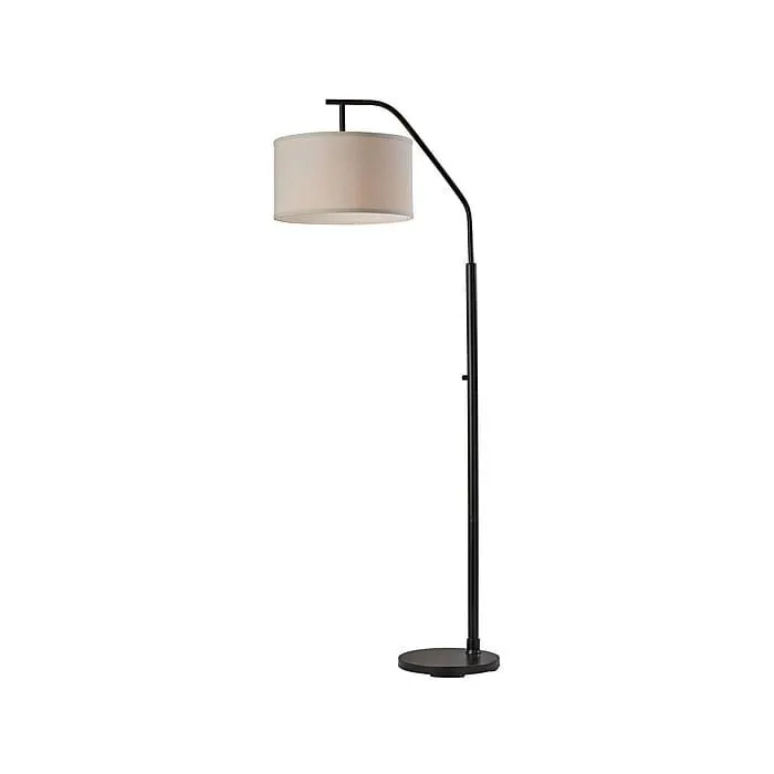 Simplee Adesso Max 66" Matte Black Floor Lamp with Oatmeal Drum Shade (SL1140-01)