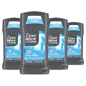Dove Men+Care Antiperspirant Deodorant Cool Fresh 4 Count for a Long-Lasting Aqua Scent, with 72H Protection, 2.7 oz