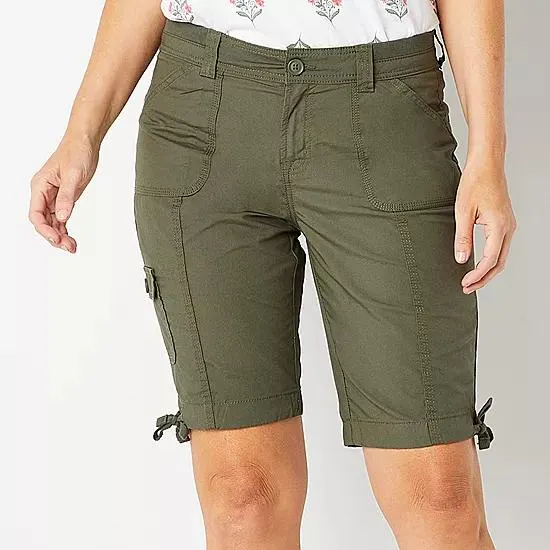 St. John's Bay Womens Mid Rise Cargo Bermuda Short