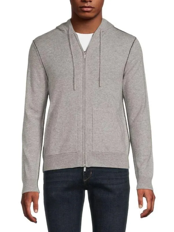 Wool & Cashmere Tipped Yoke Zip Hoodie