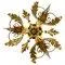 Italian Hollywood Regency Gilt Metal Foliate Ceiling Light, 1970s