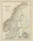 Antique Map of Sweden and Norway by Johnston, 1909
