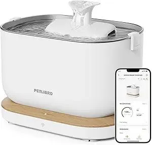 PETLIBRO Cat Water Fountain, App Monitoring Pet Fountains for Cats Indoor with Stainless Steel Tray, 2.5L/84oz Dockstream Automatic Water Dispenser for Drinking, 2.4G Wi-Fi Smart Bowl Inside
