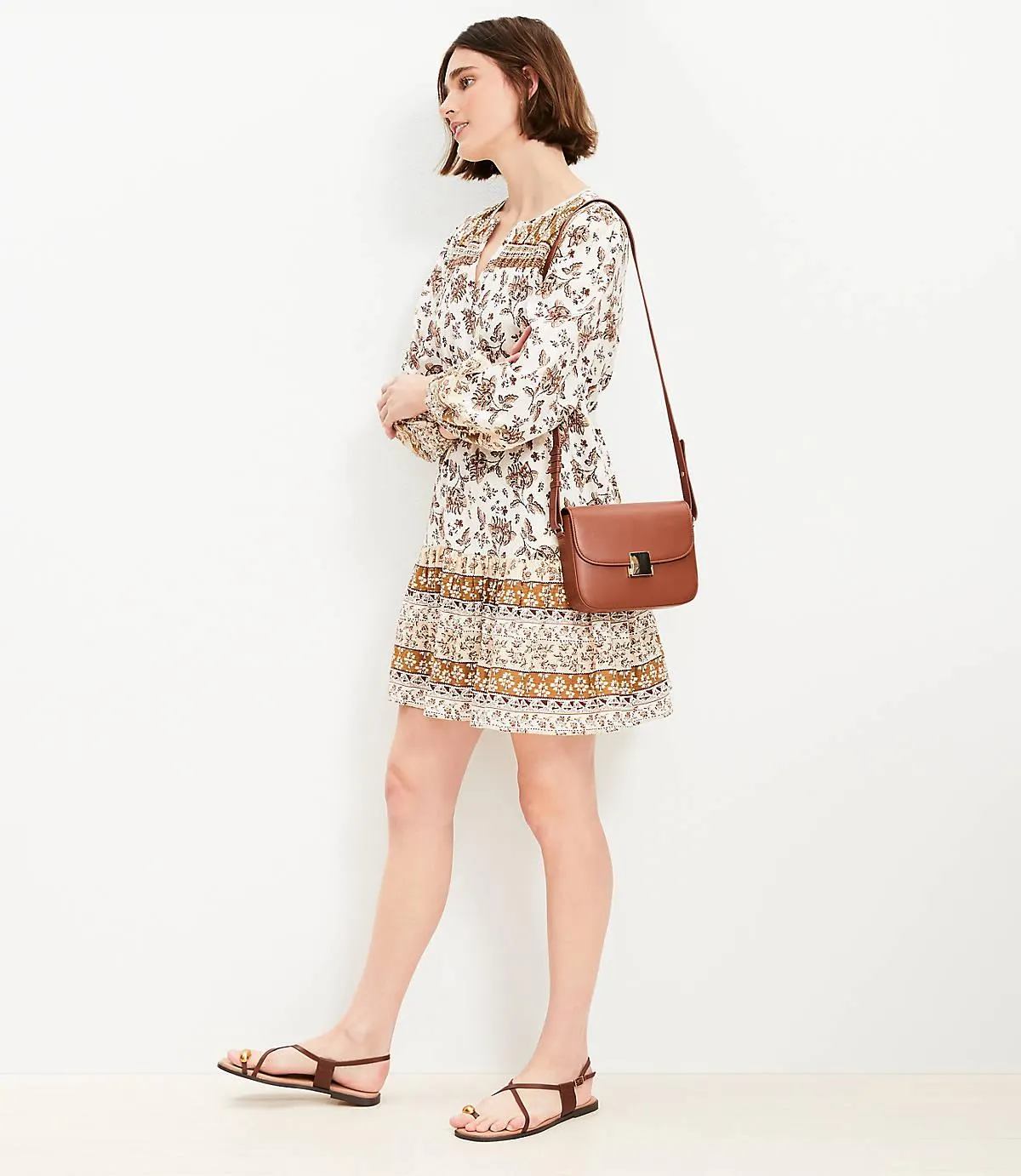 Floral Pleated Flounce Mini Dress
