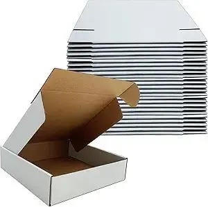 8x8x2 Inches Shipping Boxes Set of 25,White Corrugated Mailing Cardboard Box Literature Mailer for Packing Small Business Moving Storage, E-Commerce Packaging Mailing Boxes Gift Boxes for Presents