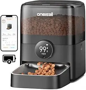 oneisall Cordless WiFi Automatic Cat Feeder, Tasty S2 Pro Rechargeable 100-Day Battery Operated Pet Feeder, 12 Cups/3L Timed Cat Food Dispenser for Large Kibble, Smart App Control (Black)