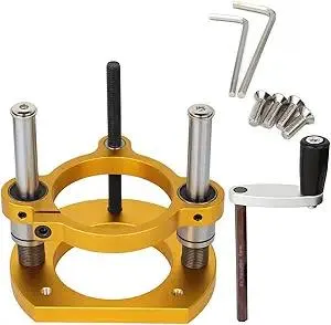 Adjustable Router Lift for 65mm Diameter Universal Trimming Machine,Aluminum Under-Table Router Base for Router Table Insert Base Plate with Double Stainless Steel Support Rod,MG-061GD