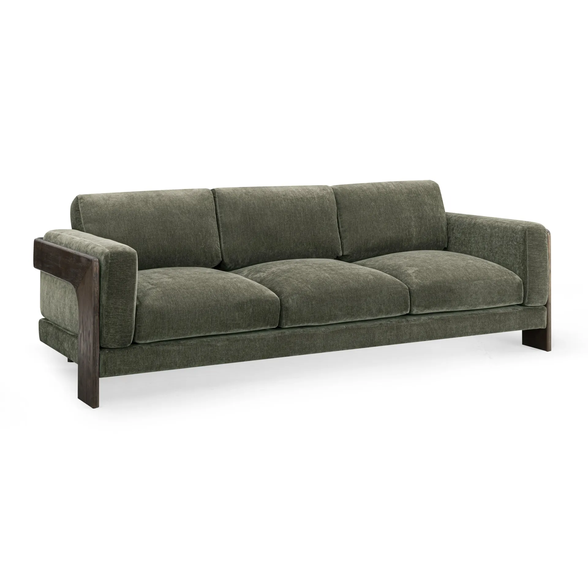 Elyn 91" Olive Green Upcycled Contract-Grade Chenille Sofa
