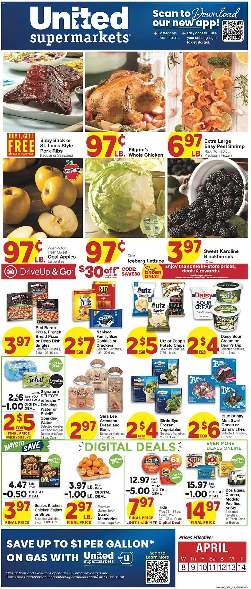 Weekly promotion United Supermarkets weekly ad spanning from April 7 to April 15 2026 - Page 1 for Catalogue 365