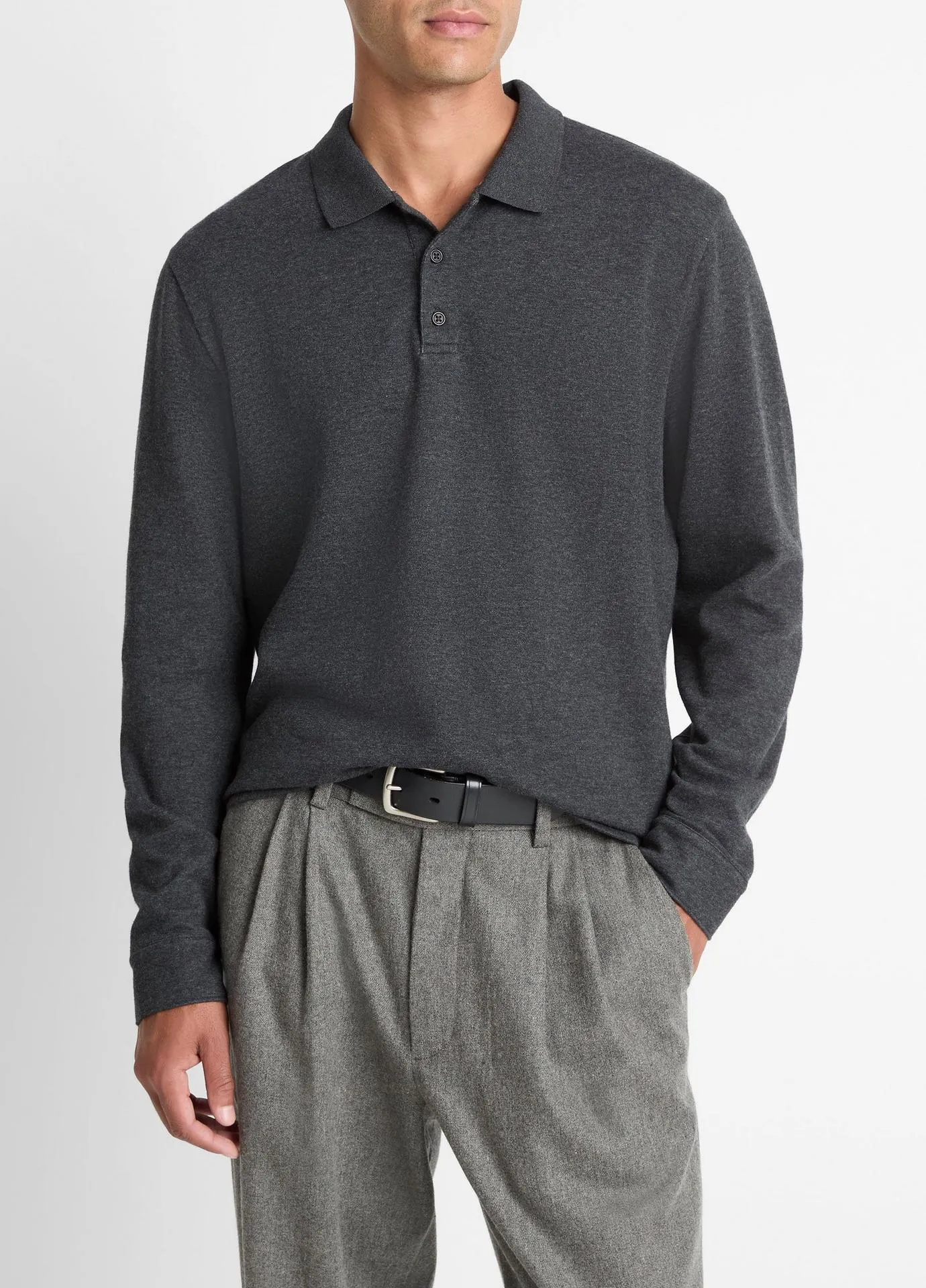 Heathered Double-Face Cotton-Blend Polo Shirt