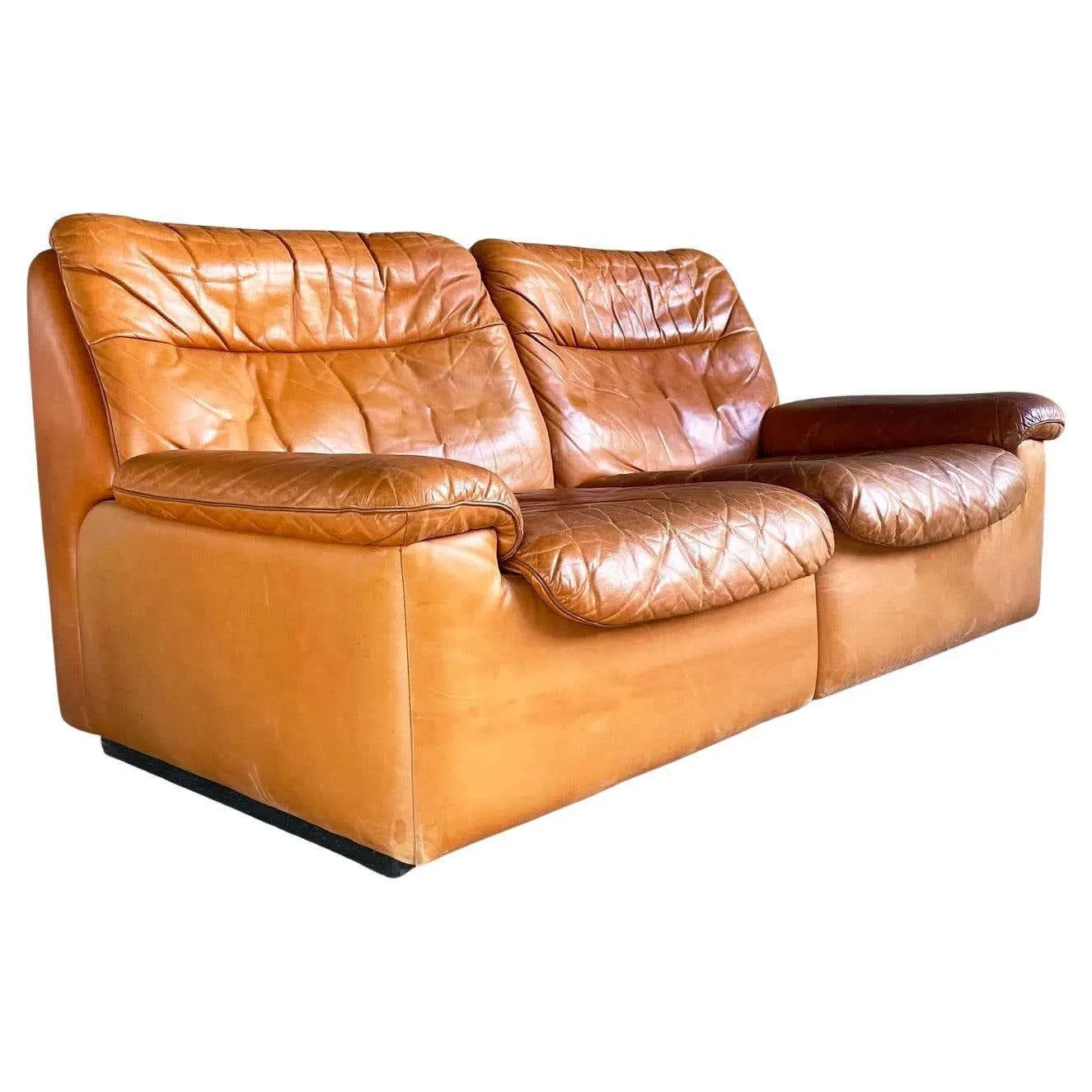 Swiss DeSede DS-66 Cognac Leather Sofa by Carl Larsson, 1978