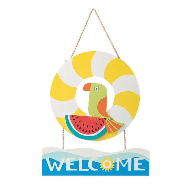 Sunny Club Swim Welcome Ring Outdoor Wall Decor, 14x16
