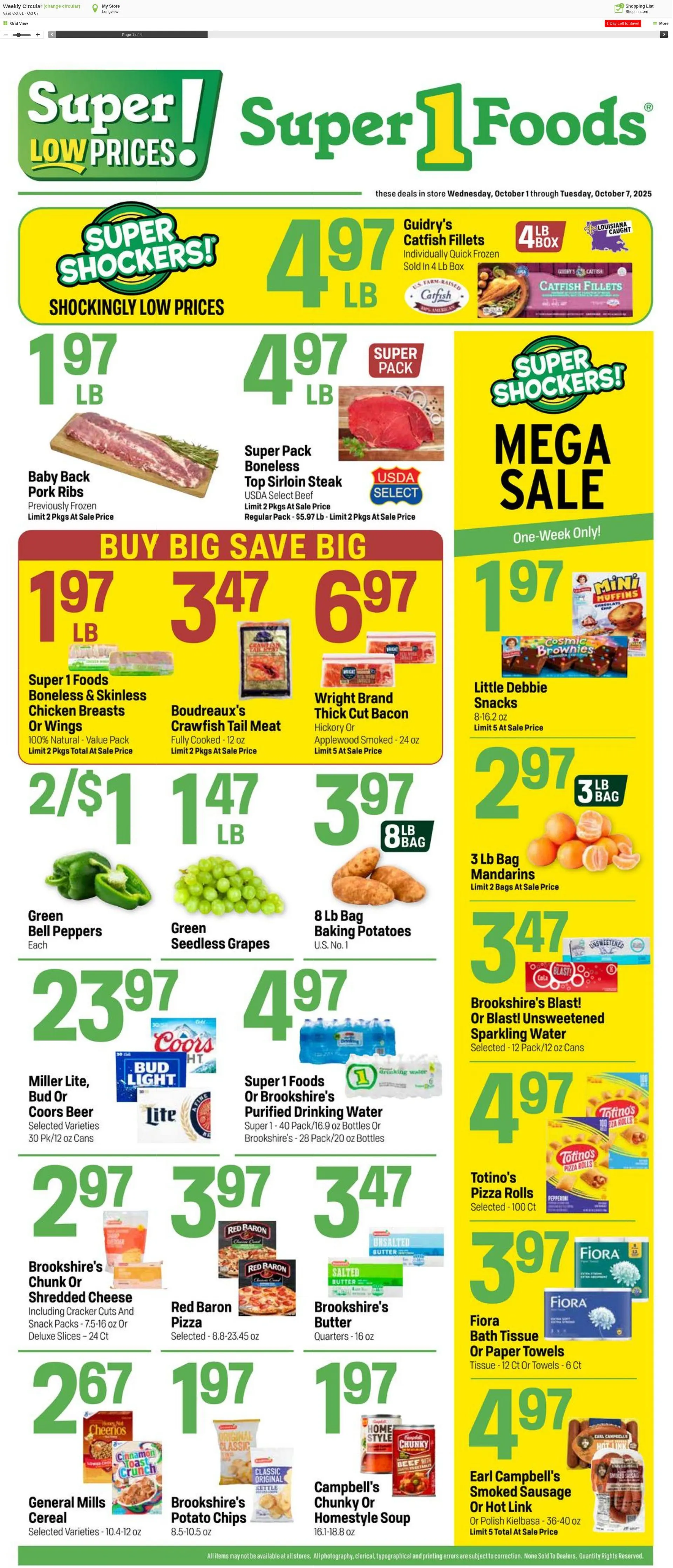 Weekly ad Super1Foods from October 8 to October 14 2025 - Page 1