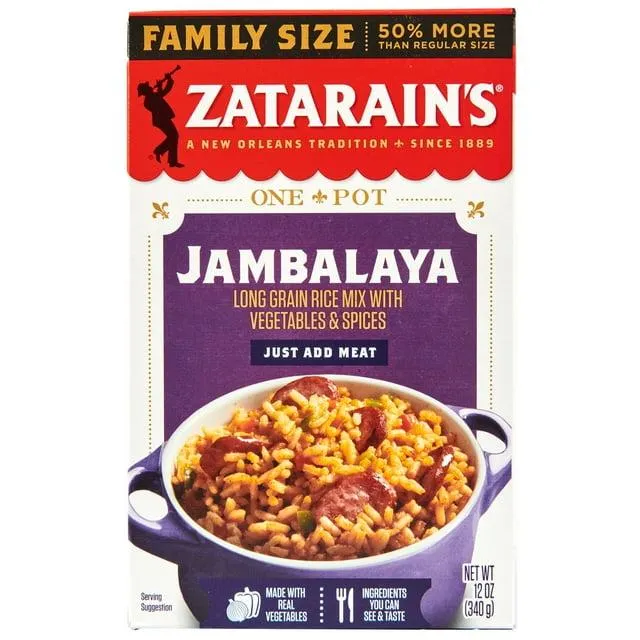 Zatarain's No Artificial Flavors Gluten Free Family Size Jambalaya Rice Dinner Mix, 12 oz Box