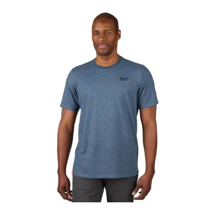 603BL-XL Hybrid T-Shirt, XL, Regular, Cotton/Polyester, Blue, Crew Neck, Short Sleeve