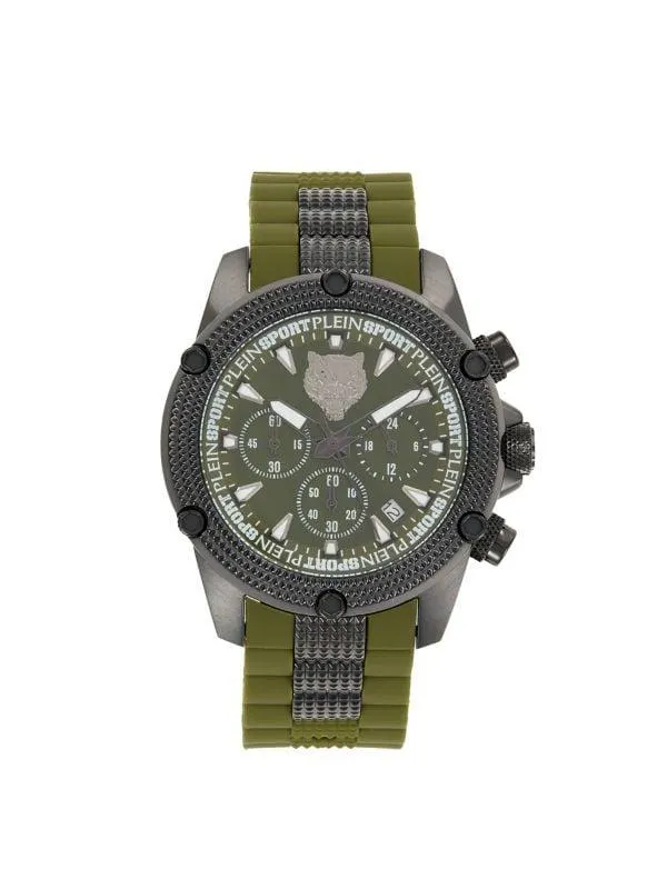 Hurricane IP Black Stainless Steel Case, Silicone Strap Chronograph Watch/44MM