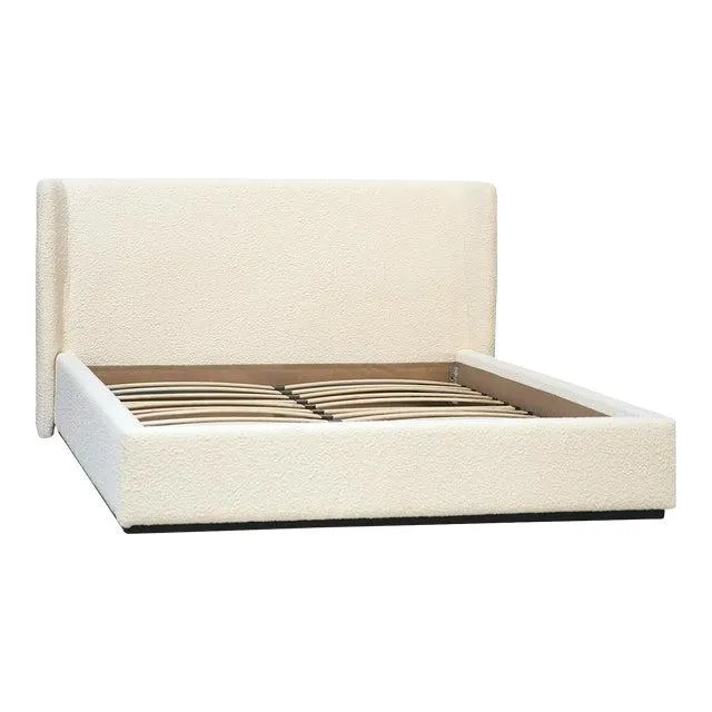 Cream Boucle Upholstered Queen Size Bed