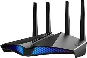 ASUS RT-AX82U AX5400 Dual-Band WiFi 6 Gaming Router, Game Acceleration, Mesh Support, Dedicated Port, Mobile Boost, MU-MIMO, Aura RGB (Renewed)