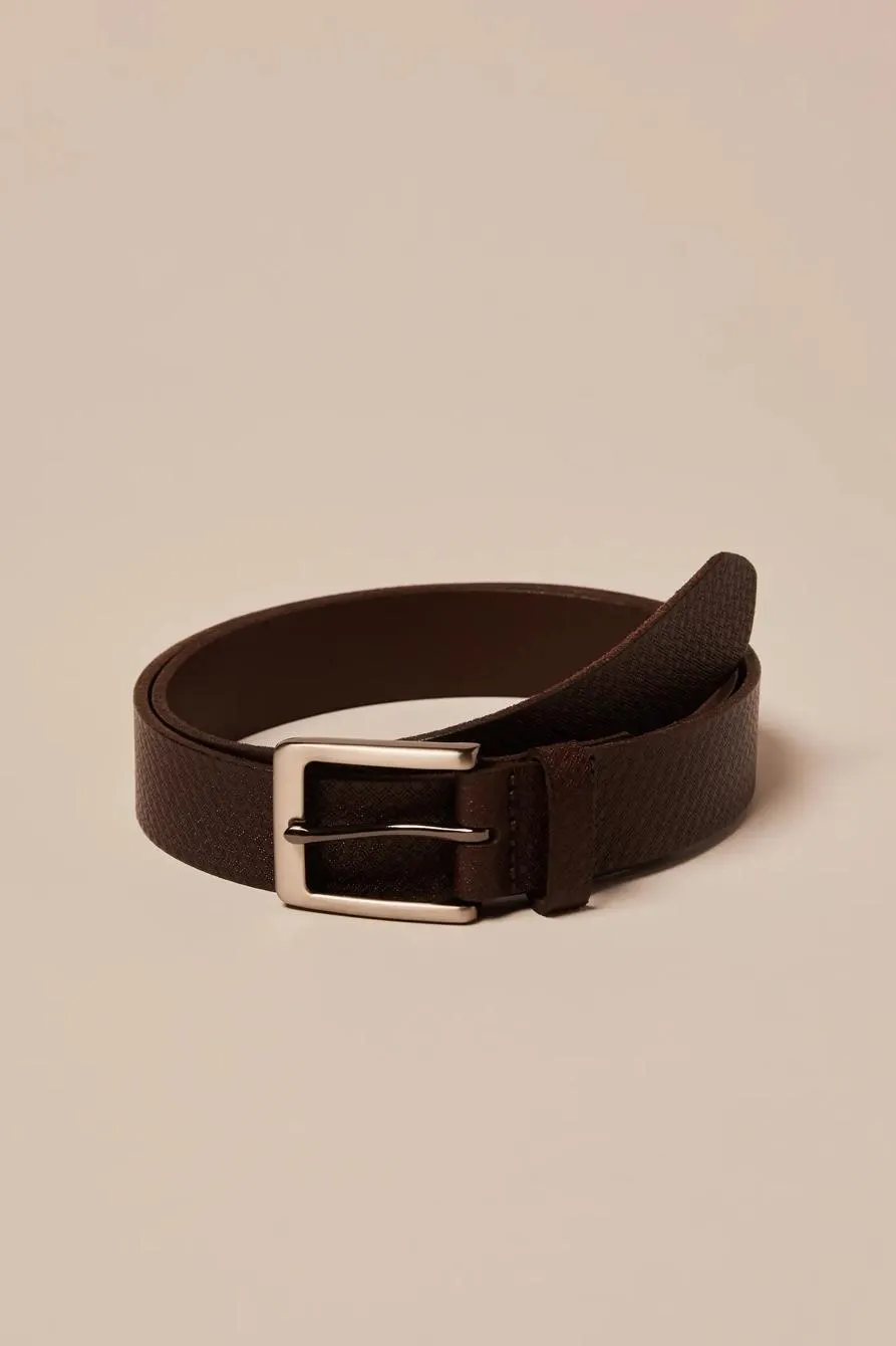 textured leather belt