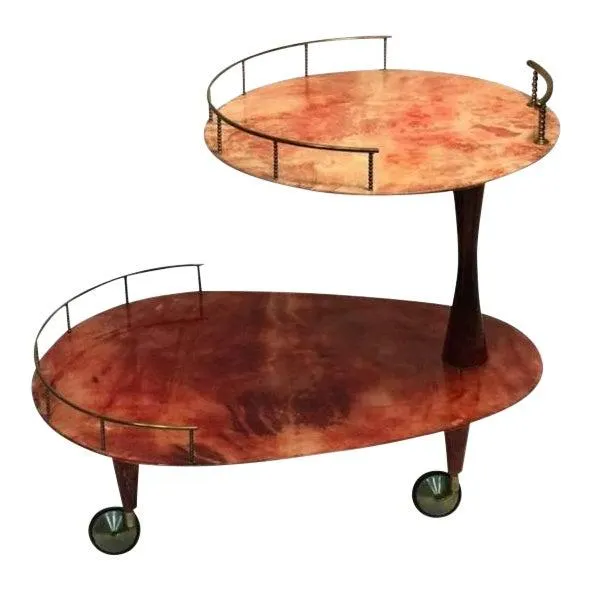 Aldo Tura Goatskin Bar Cart