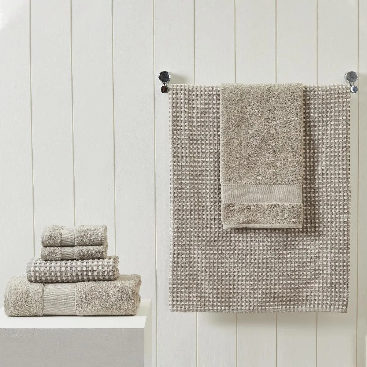 Modern Threads Drucilla 6-Piece 100% Combed Cotton Yarn Dyed Cobblestone Jacquard Towel Set