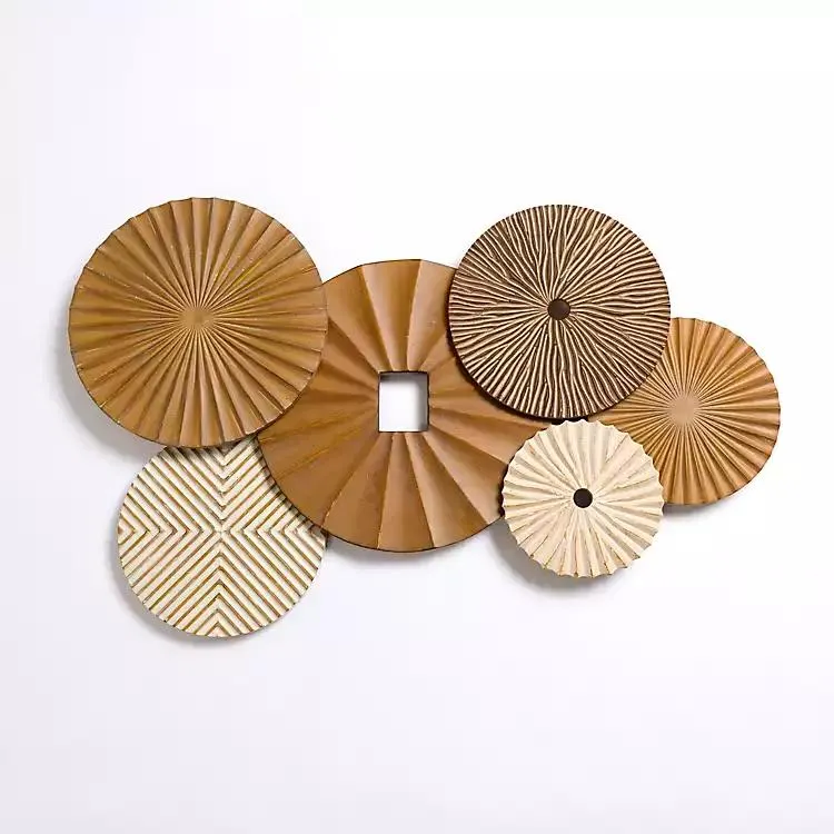 Brown Wood and Metal Plates Wall Plaque