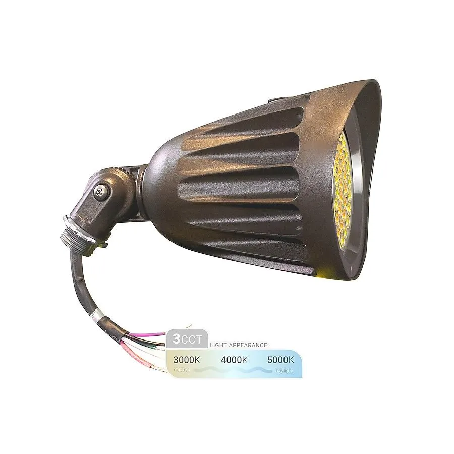 NUWATT 25W LED Bullet Spotlight Flood Light 3CCT 3500 -Lumens 25 -Watt Bronze MVOLT Hardwired LED Spot light head