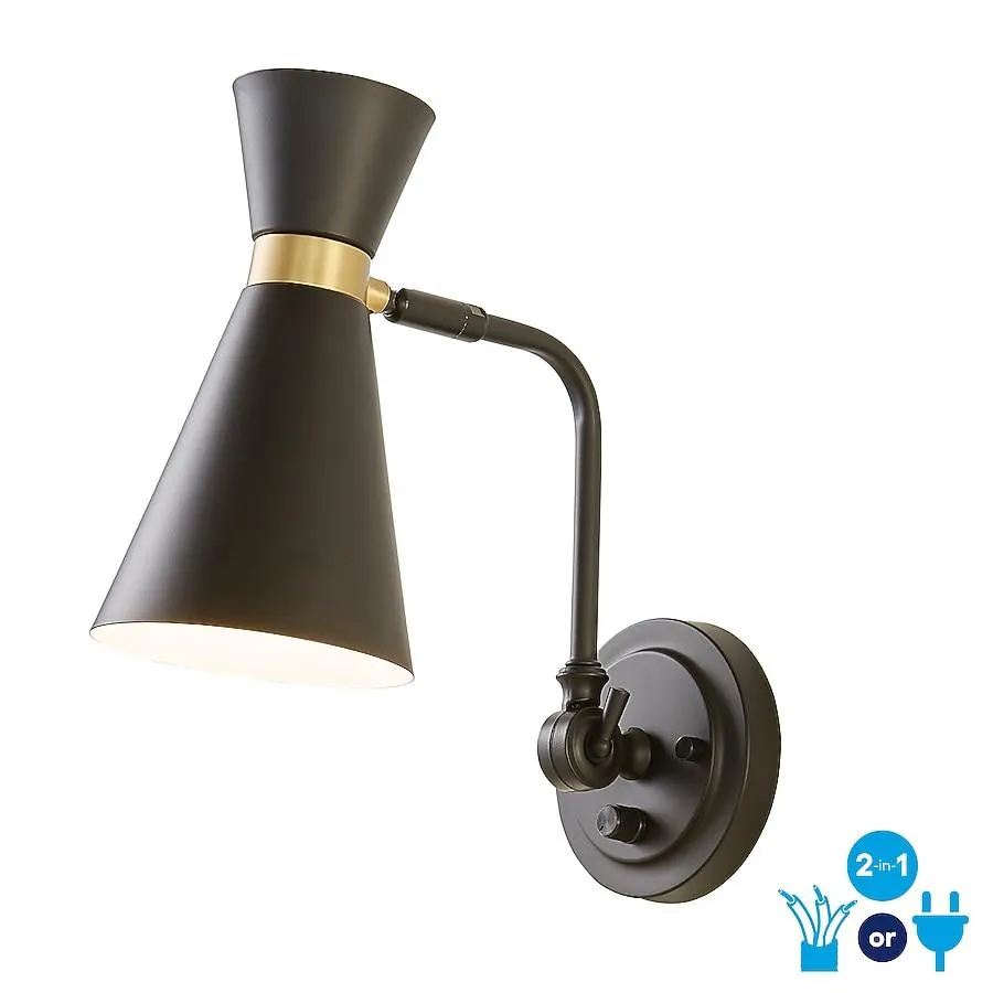 allen + roth Huston 5-in W 1 -Light Matte Black Farmhouse Wall Sconce
