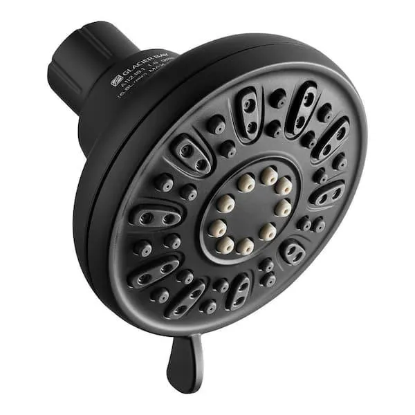 4-Spray Patterns with 1.8 GPM 3.5 in. Tub Wall Mount Single Fixed Shower Head in Matte Black