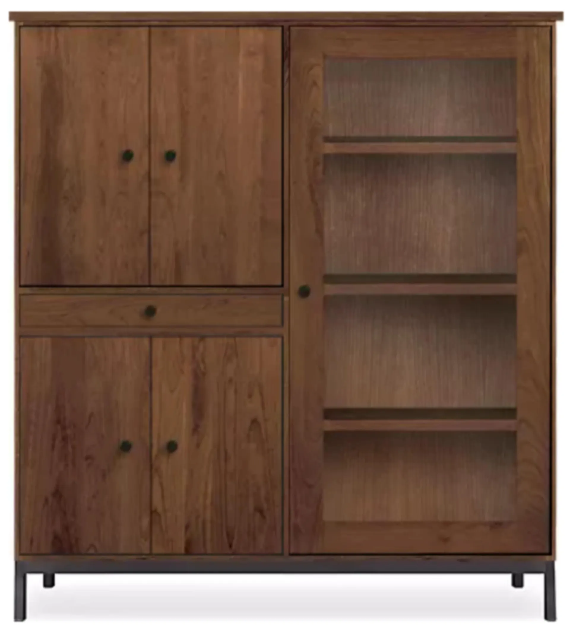 Linear 50w 20d 56h Cabinet in Walnut with Natural Steel