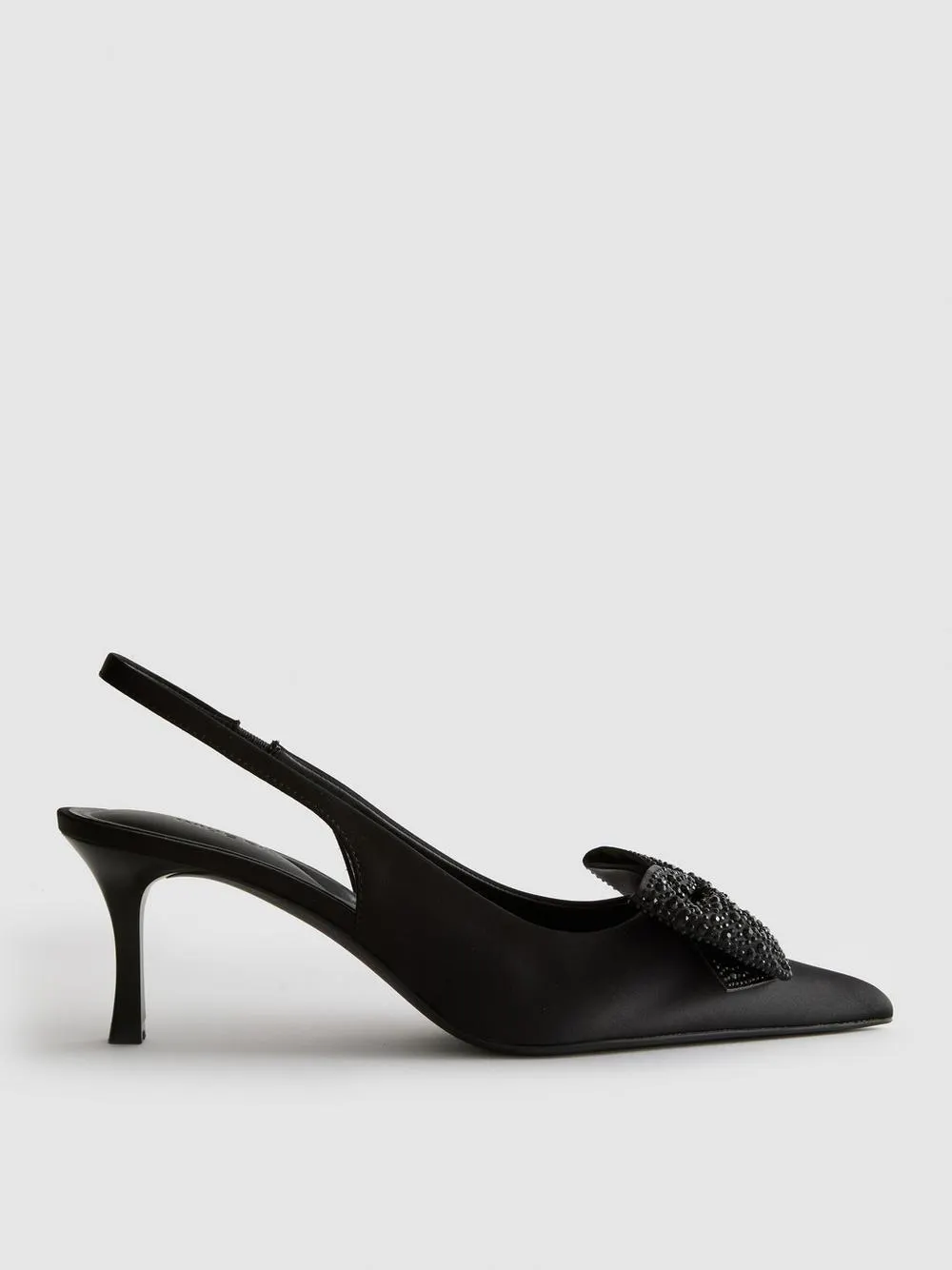 Wide Fit Rhinestone Bow Slingback Court Heels