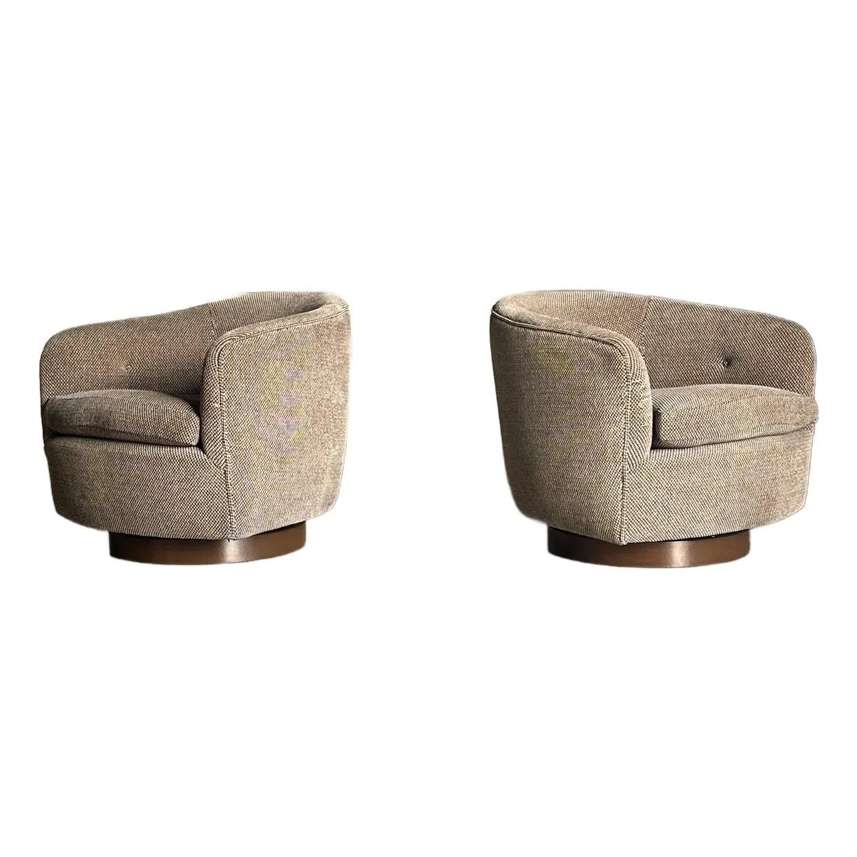 1970s Milo Baughman for Thayer Coggin Swivel and Tilt Chairs, Unmarked- A Pair