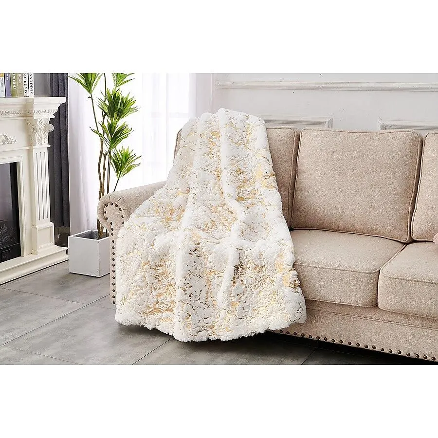 Amazing Rugs Gold Gilded White 60-in x 80-in Polyester Throw