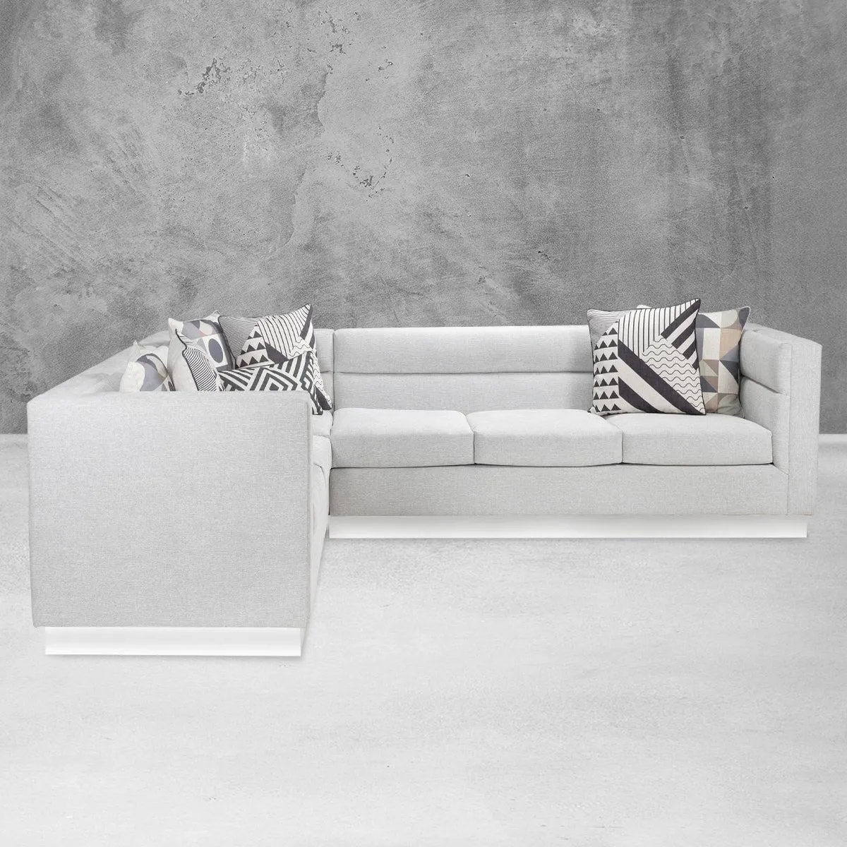 Amalfi Sectional in Linen with Polished Chrome Base