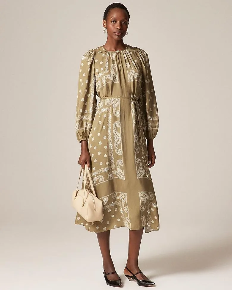 Drapey tie-waist dress in bandana print