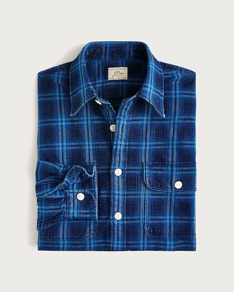 Denim workshirt in plaid