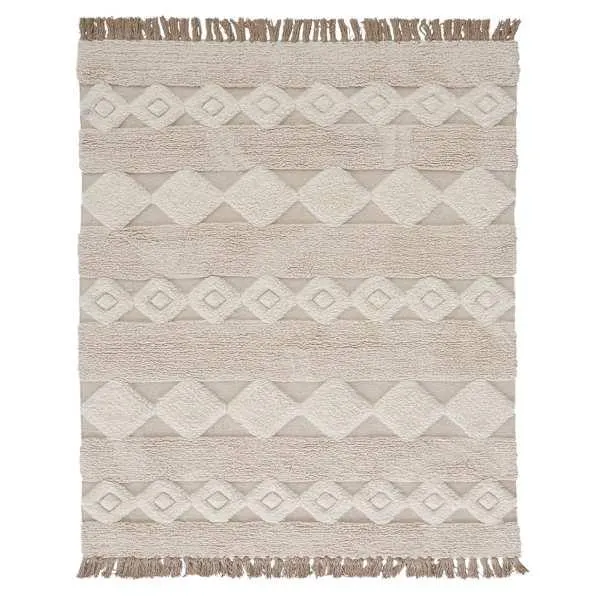 (B690) St. Marco Ivory Flatweave Diamond Design Accent Rug, 3x5