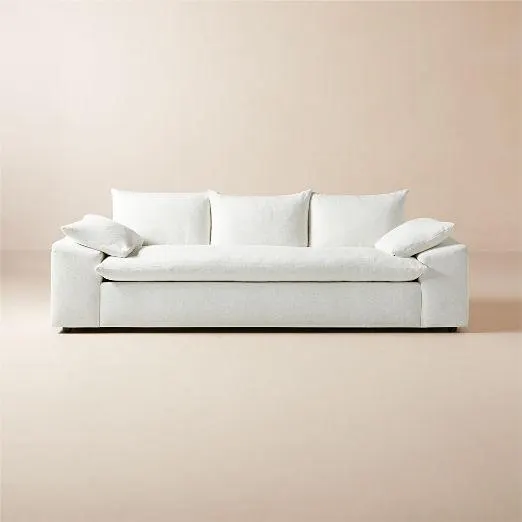 Algora 100" White Performance Linen Sleeper Sofa