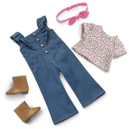 Western Flowers Denim Jumpsuit for 18-inch Dolls