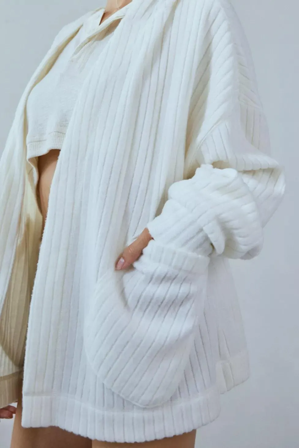 Out From Under Poppy Ribbed Knit Hooded Cardigan