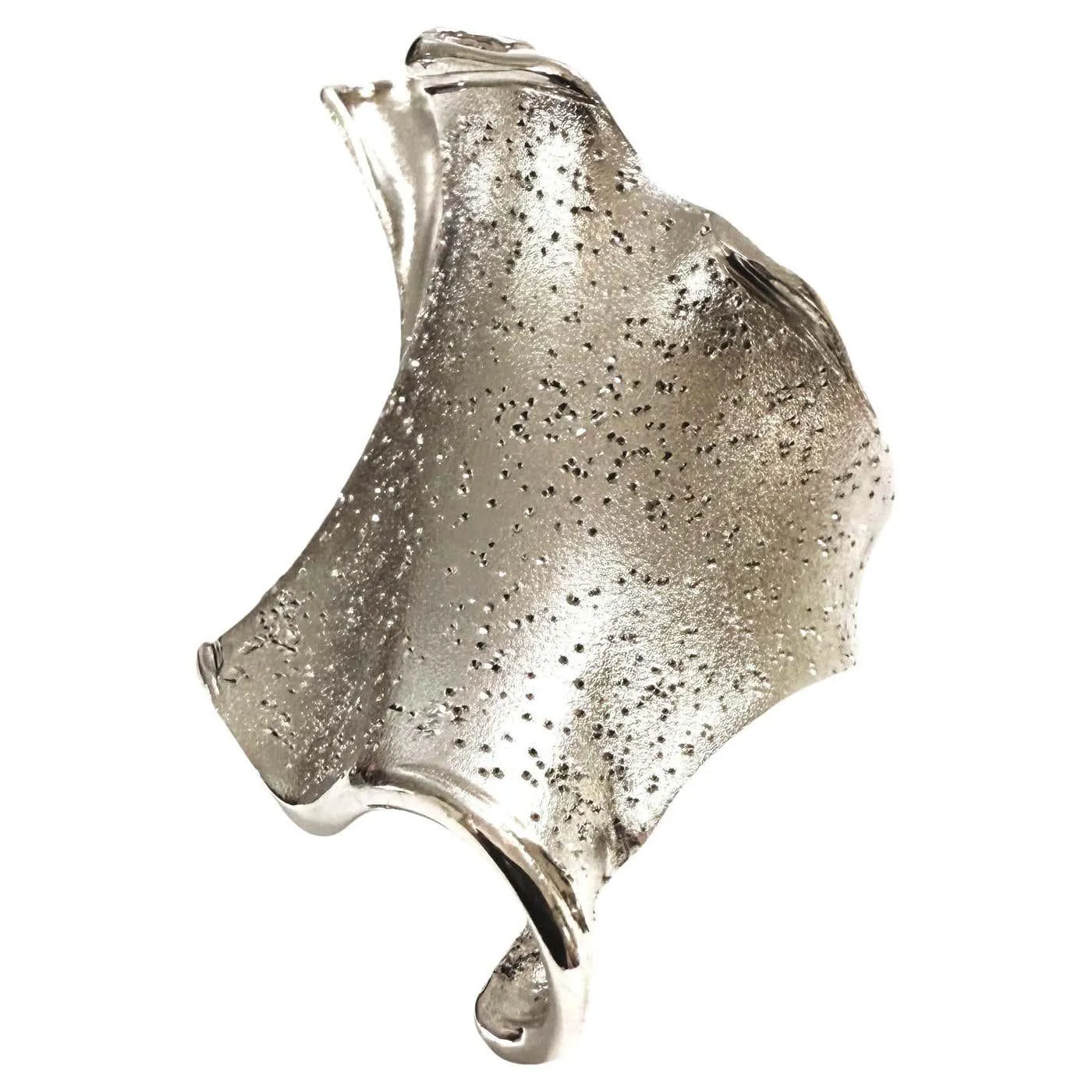 New JCM Italy 14k White Gold Over Sterling Silver 925 Brutalist Ring Size 8