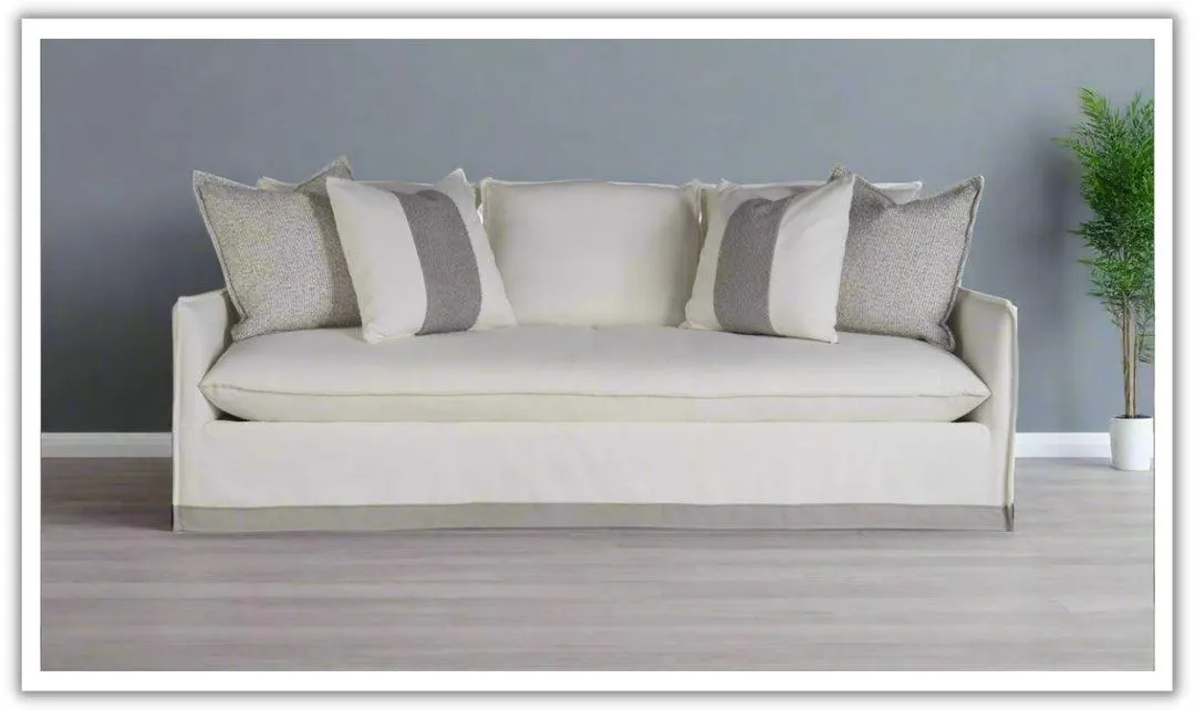 Universal Furniture Siesta Key Stationary Fabric Sofa in White