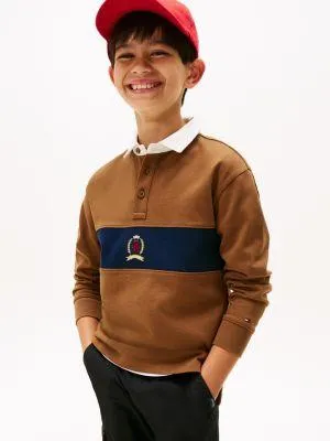 Kids' Long-Sleeve Crest Logo Polo