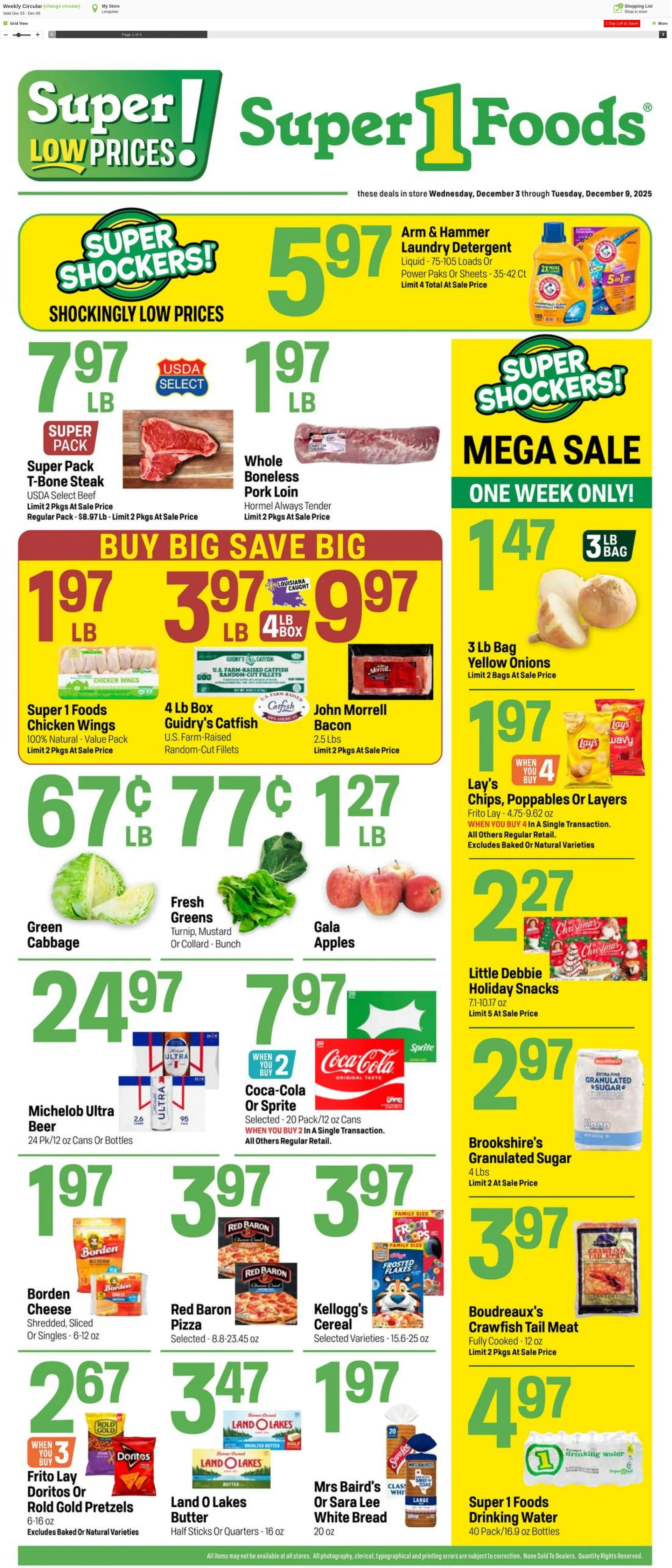 Weekly ad Super1Foods from December 10 to December 16 2025 - Page 1
