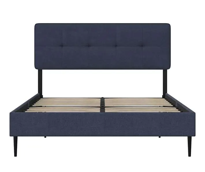 RealRooms Wimberly Blue Queen Upholstered Platform Bed