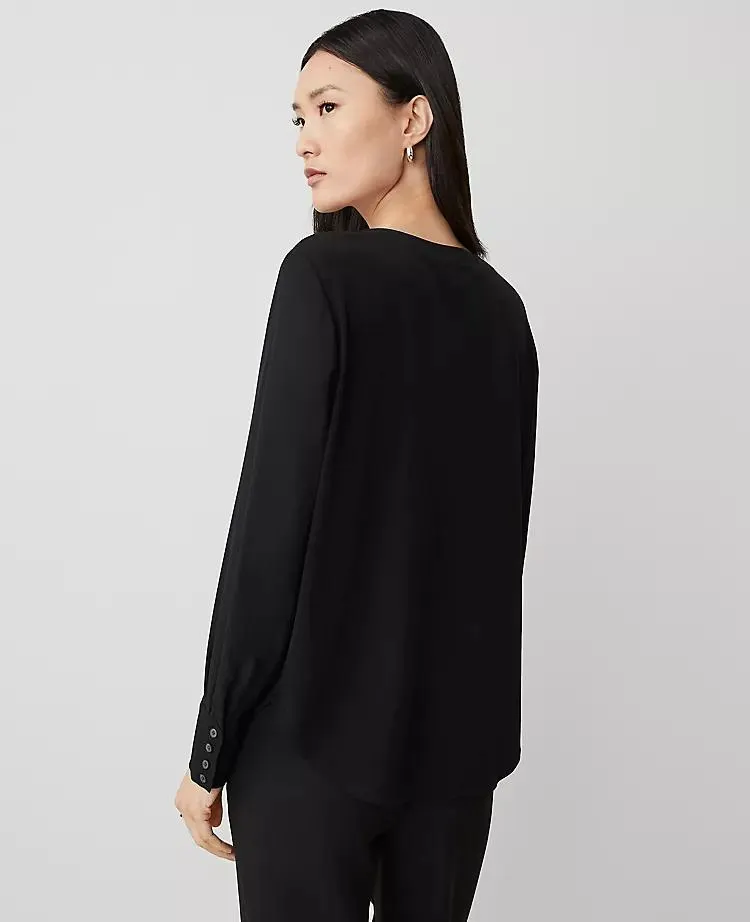 Mixed Media Pleat Front Top