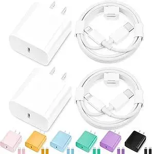 iPhone Charger Fast Charging,[Apple MFi Certified] 2Pack 20W Type C Fast Charger Block with 6FT USB C to Lightning Cable Compatible for iPhone 14/13/12/11 Pro Max/Xs Max/XR/X,iPad（White）